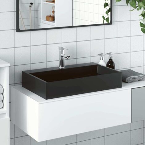 Wash Basin 60x38x11 cm Mineral Cast/Marble Cast Matt Black vidaXL