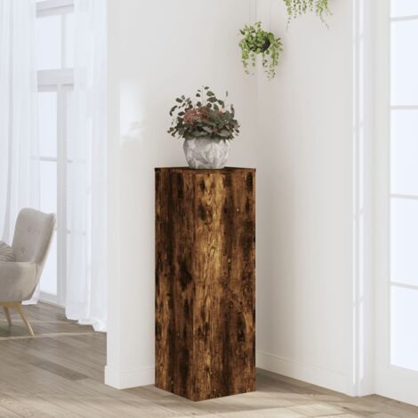 Plant Stand Smoked Oak 33x33x100 cm Engineered Wood vidaXL