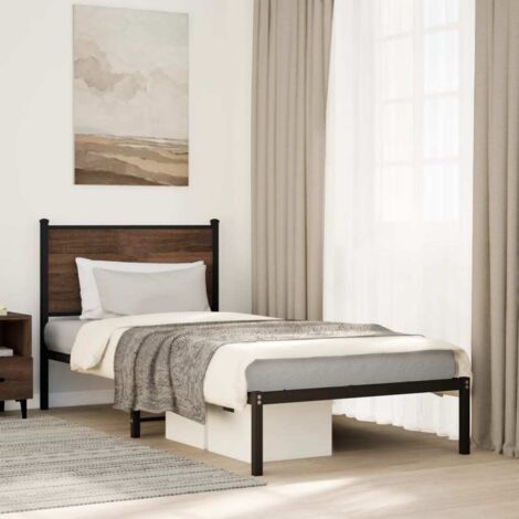 Metal Bed Frame without Mattress Brown Oak 75x190 cm Small Single vidaXL (1/5)