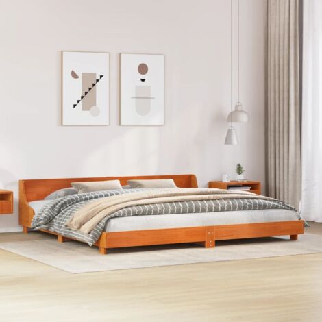 Bed Frame without Mattress Wax Brown 180x200 cm Super King Solid Wood Pine vidaXL