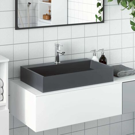 Wash Basin 60x38x11 cm Mineral Cast/Marble Cast Anthracite vidaXL