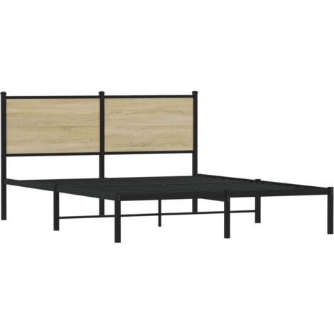 Metal Bed Frame without Mattress Sonoma Oak 150x200 cm King Size vidaXL (1/5)