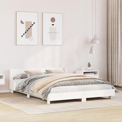 Bed Frame without Mattress White 160x200 cm Solid Wood Pine vidaXL