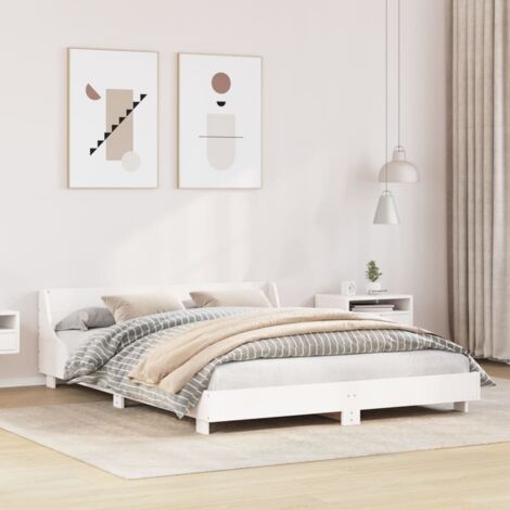 Bed Frame without Mattress White 140x200 cm Solid Wood Pine vidaXL