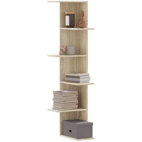 Wall Corner Shelf Sonoma Oak 36.5x36.5x140 cm Engineered Wood vidaXL