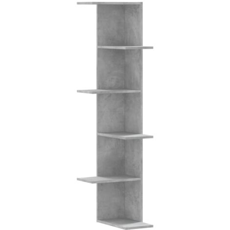 Wall Corner Shelf Concrete Grey 36.5x36.5x140 cm Engineered Wood vidaXL