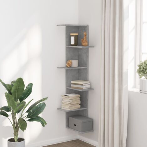 Wall Corner Shelf Concrete Grey 36.5x36.5x140 cm Engineered Wood vidaXL
