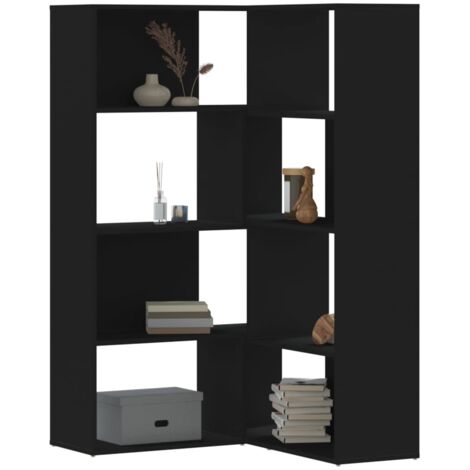 Corner Bookcase 4-Tier Black 85x85x140 cm Engineered Wood vidaXL