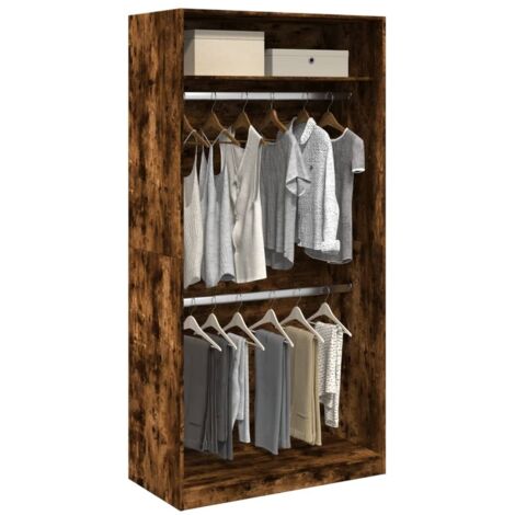 Wardrobe Smoked Oak 100x50x200 cm Engineered Wood vidaXL