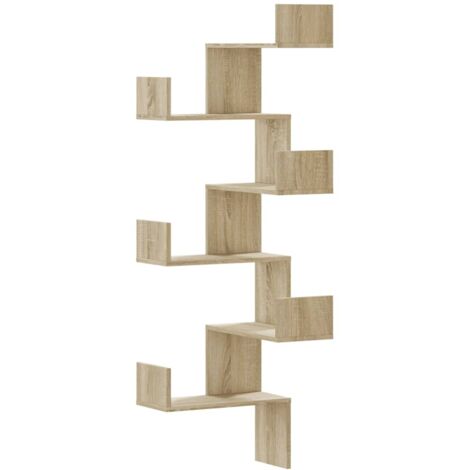 Wall Corner Shelf Sonoma Oak 45x45x147 cm Engineered Wood vidaXL