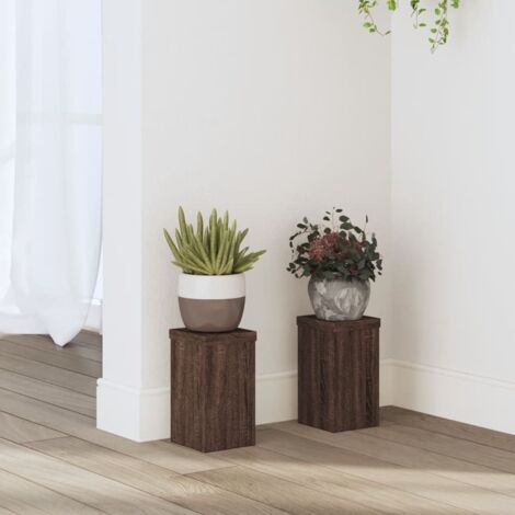 Plant Stands 2 pcs Brown Oak 10x10x18 cm Engineered Wood vidaXL