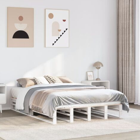 Bed Frame without Mattress White 120x190 cm Small Double Solid Wood Pine vidaXL (1/5)