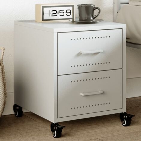 Bedside Cabinet White 36x39x43.5 cm Steel vidaXL (1/5)