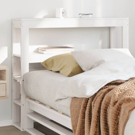 Headboard with Shelves White 90 cm Solid Wood Pine vidaXL