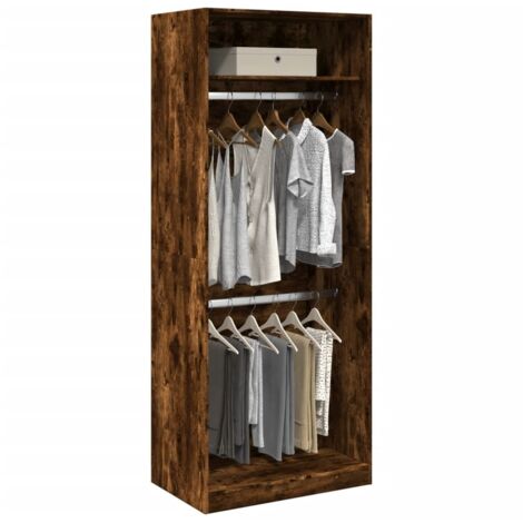 Wardrobe Smoked Oak 80x50x200 cm Engineered Wood vidaXL