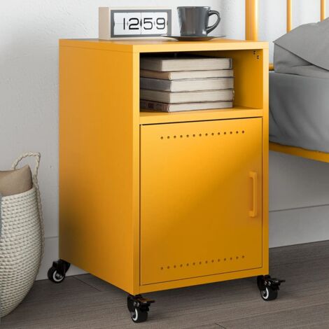 Bedside Cabinet Mustard Yellow 36x39x59 cm Steel vidaXL (1/5)