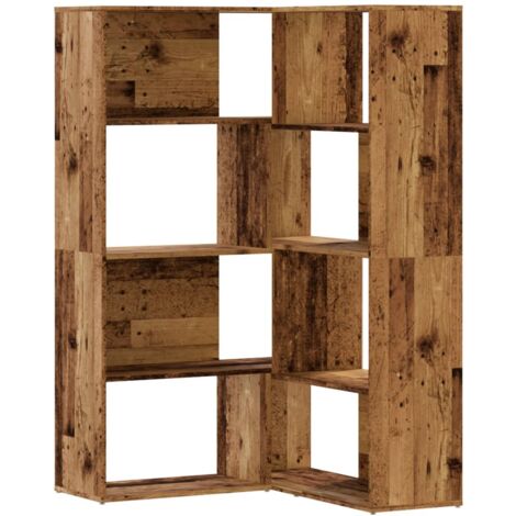 Corner Bookcase 4-Tier Old Wood 85x85x140 cm Engineered Wood vidaXL