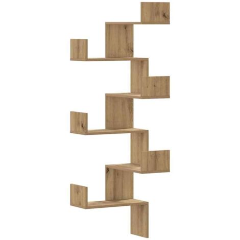 Wall Corner Shelf Artisian Oak 45x45x147 cm Engineered Wood vidaXL