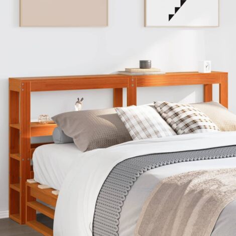 Headboard with Shelves Wax Brown 140 cm Solid Wood Pine vidaXL