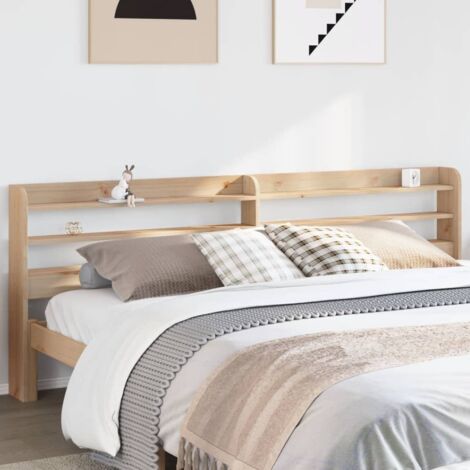 Headboard with Shelves 180 cm Solid Wood Pine vidaXL