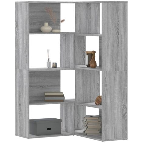 Corner Bookcase 4-Tier Grey Sonoma 85x85x140 cm Engineered Wood vidaXL