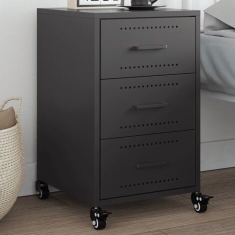 Bedside Cabinet Black 36x39x59 cm Steel vidaXL
