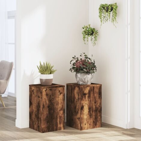 Plant Stands 2 pcs Smoked Oak 30x30x50 cm Engineered wood vidaXL