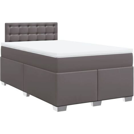 Box Spring Bed with Mattress Grey 120x190 cm Small Double Faux Leather vidaXL