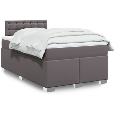 Box Spring Bed with Mattress Grey 120x190 cm Small Double Faux Leather vidaXL