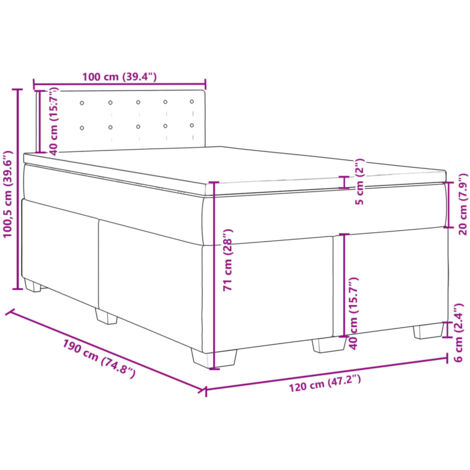 Box Spring Bed with Mattress Grey 120x190 cm Small Double Faux Leather vidaXL