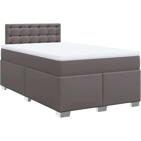 Box Spring Bed with Mattress Grey 120x190 cm Small Double Faux Leather vidaXL