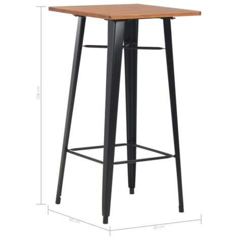 3 Piece Bar Set Steel Black vidaXL