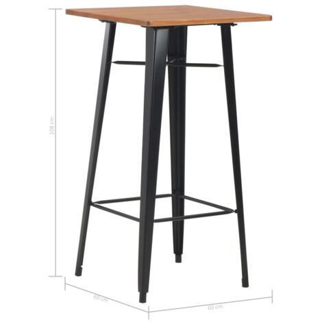 3 Piece Bar Set Steel Black vidaXL
