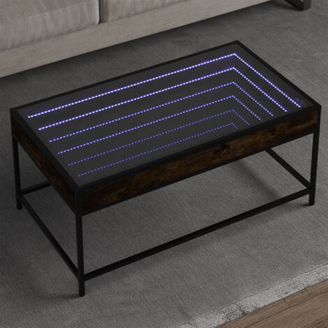 Coffee Table with Infinity LED Smoked Oak 90x50x41 cm vidaXL