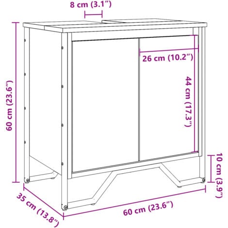 Bathroom Sink Cabinet Grey Sonoma 60x35x60 cm Engineered Wood vidaXL