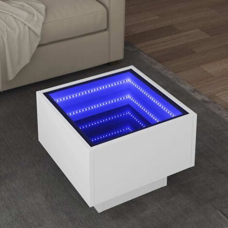 Side Table with LED White 40x40x30 cm Engineered Wood vidaXL (1/5)