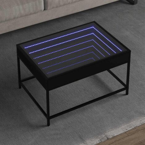 Coffee Table with Infinity LED Black 70x50x41 cm vidaXL