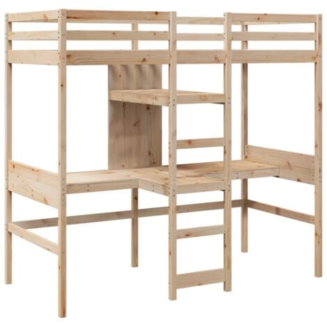 Loft Bed Frame without Mattress 75x190cm Solid Wood Pine vidaXL