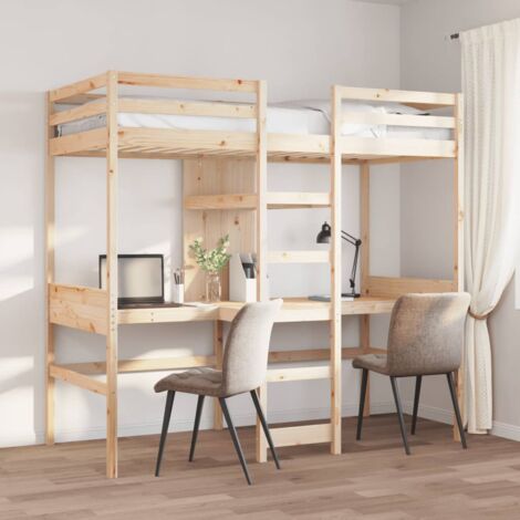 Loft Bed Frame without Mattress 75x190cm Solid Wood Pine vidaXL