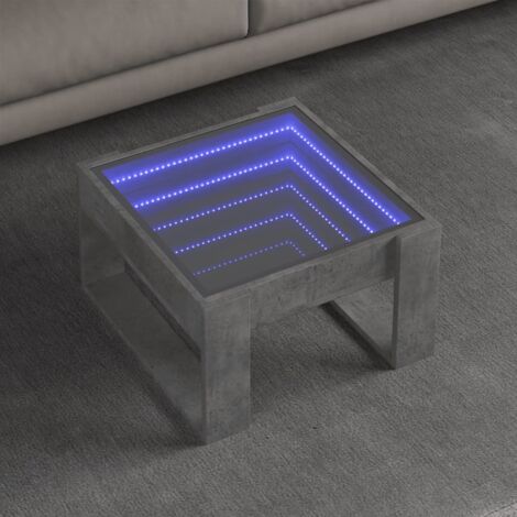 Coffee Table with Infinity LED Concrete Grey 50x53x30 cm vidaXL