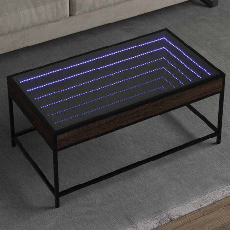 Coffee Table with Infinity LED Brown Oak 90x50x41 cm vidaXL (1/5)
