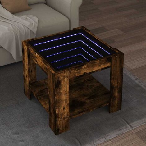 Coffee Table with LED Smoked Oak 53x53x45 cm Engineered Wood vidaXL (1/5)