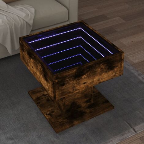 Coffee Table with LED Smoked Oak 50x50x45 cm Engineered Wood vidaXL