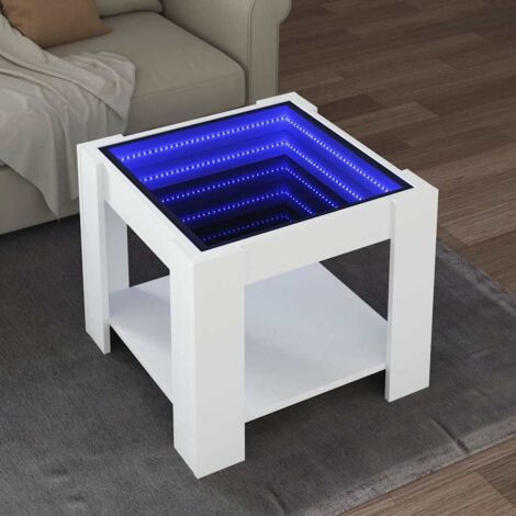 Coffee Table with LED White 53x53x45 cm Engineered Wood vidaXL (1/5)