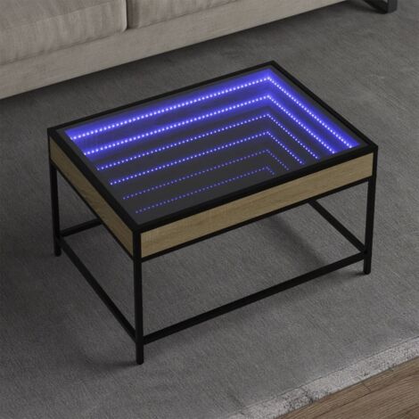 Coffee Table with Infinity LED Sonoma Oak 70x50x41 cm vidaXL