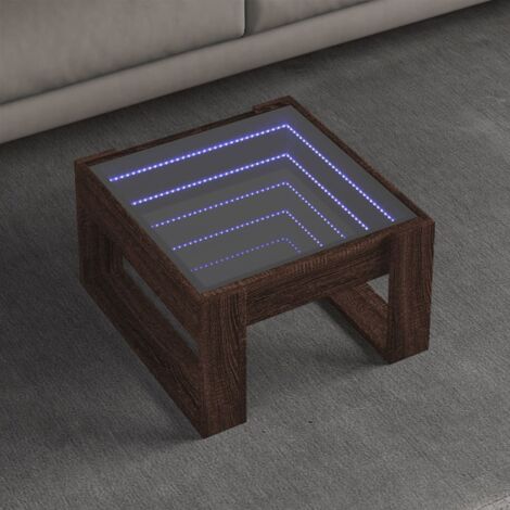 Coffee Table with Infinity LED Brown Oak 50x53x30 cm vidaXL