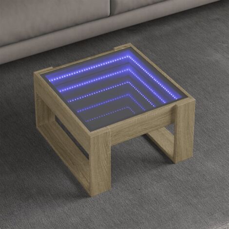 Coffee Table with Infinity LED Sonoma Oak 50x53x30 cm vidaXL