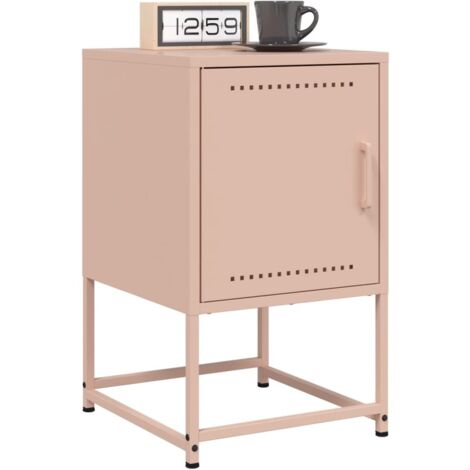 Bedside Cabinets 2 pcs Pink 36x39x60.5 cm Steel vidaXL (1/5)