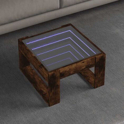 Coffee Table with Infinity LED Smoked Oak 50x53x30 cm vidaXL