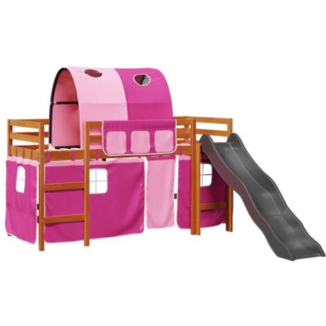 Kids' Loft Bed with Tunnel Pink 80x200 cm Solid Wood Pine vidaXL